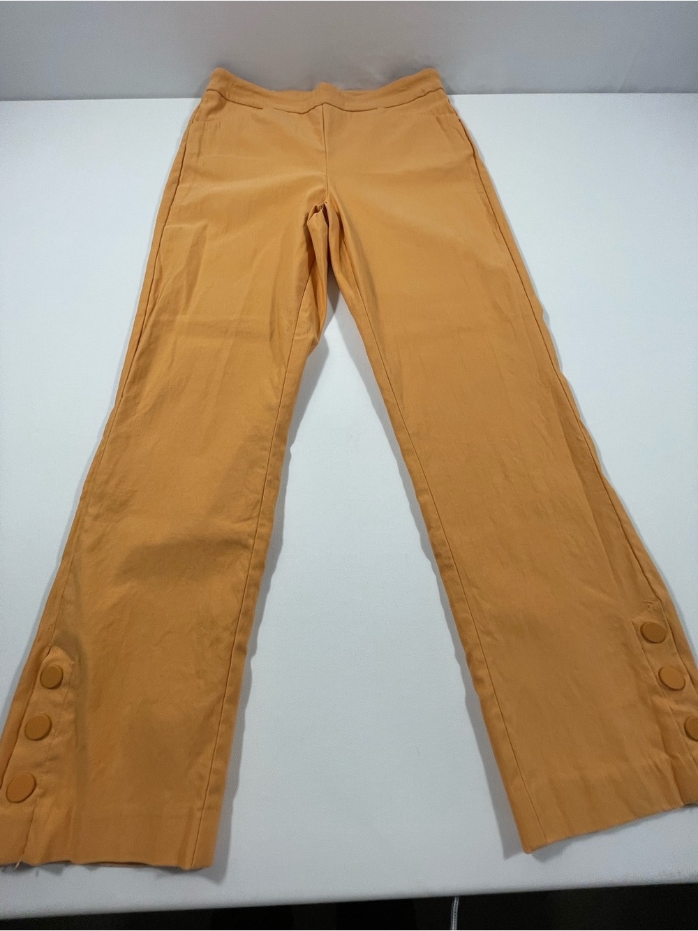 Tribal Straight Leg Pants in Golden Yellow with Hem Buttons